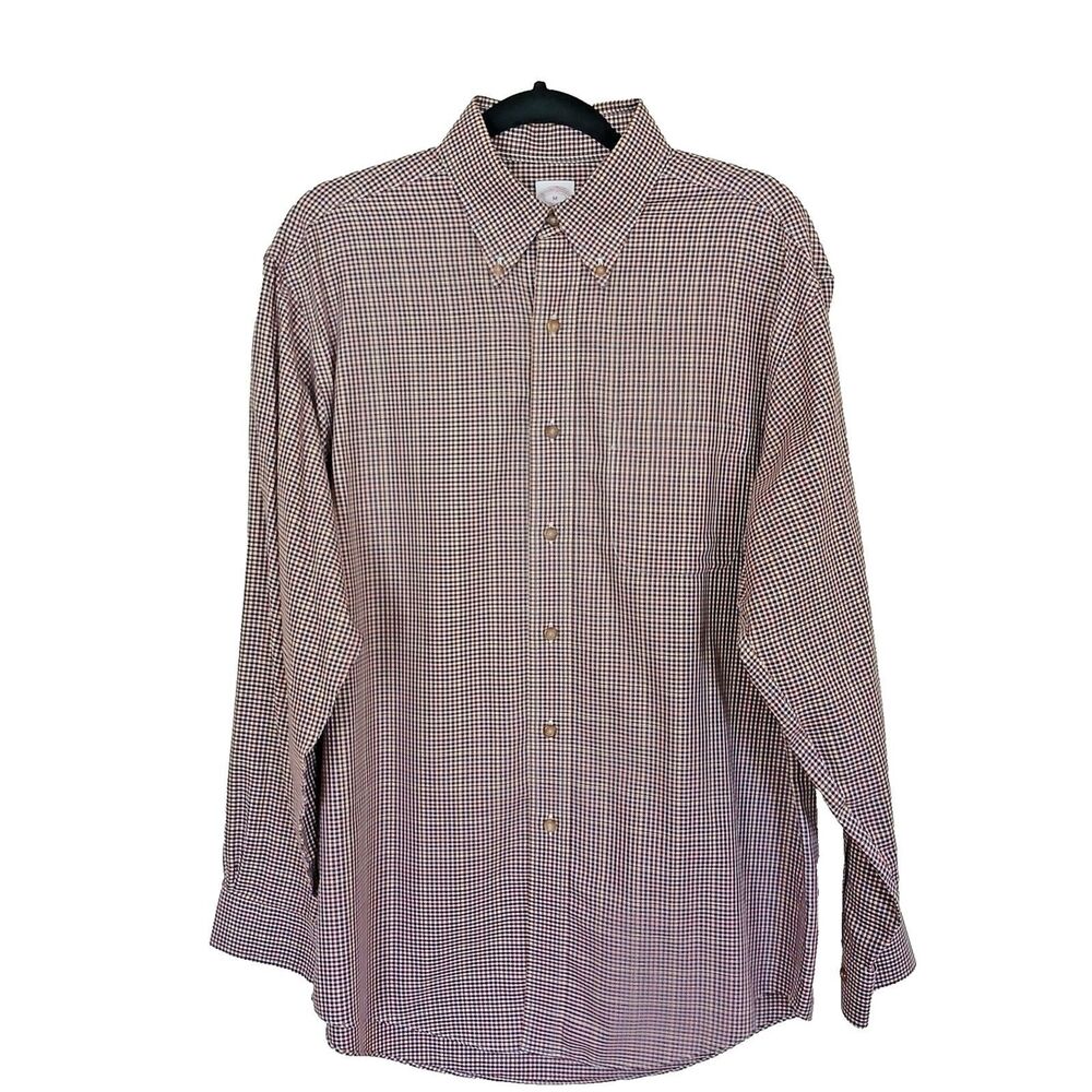 Brooks Brothers Original Polo Non Iron Button Down Shirt Red Check Pattern Med